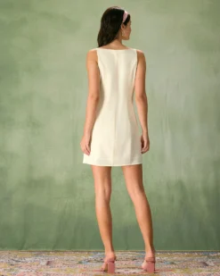 The Beige Boat Neck Button Mini Dress -Deals Dress N Swimwear Store the beige boat neck button mini dress dresses sp41mp