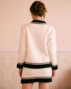 The Beige Round Neck Colorblock Cardigan -Deals Dress N Swimwear Store the beige colorblock button cardigan tops 0nmodt