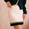The Beige Elastic Colorblock Knit Mini Skirt