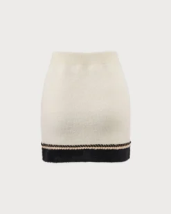 The Beige Elastic Colorblock Knit Mini Skirt -Deals Dress N Swimwear Store the beige colorblock knit mini skirt bottoms 44yotj 663712