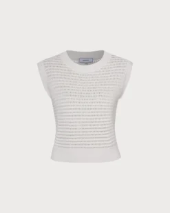 The Beige Sleeveless Pointelle Ribbed Knit Vest -Deals Dress N Swimwear Store the beige pointelle ribbed knit vest tops pkk3og