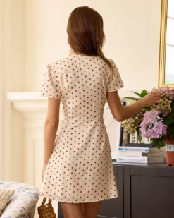 The Beige Polka Dot Button Mini Dress -Deals Dress N Swimwear Store the beige polka dot button mini dress dresses ypwnia