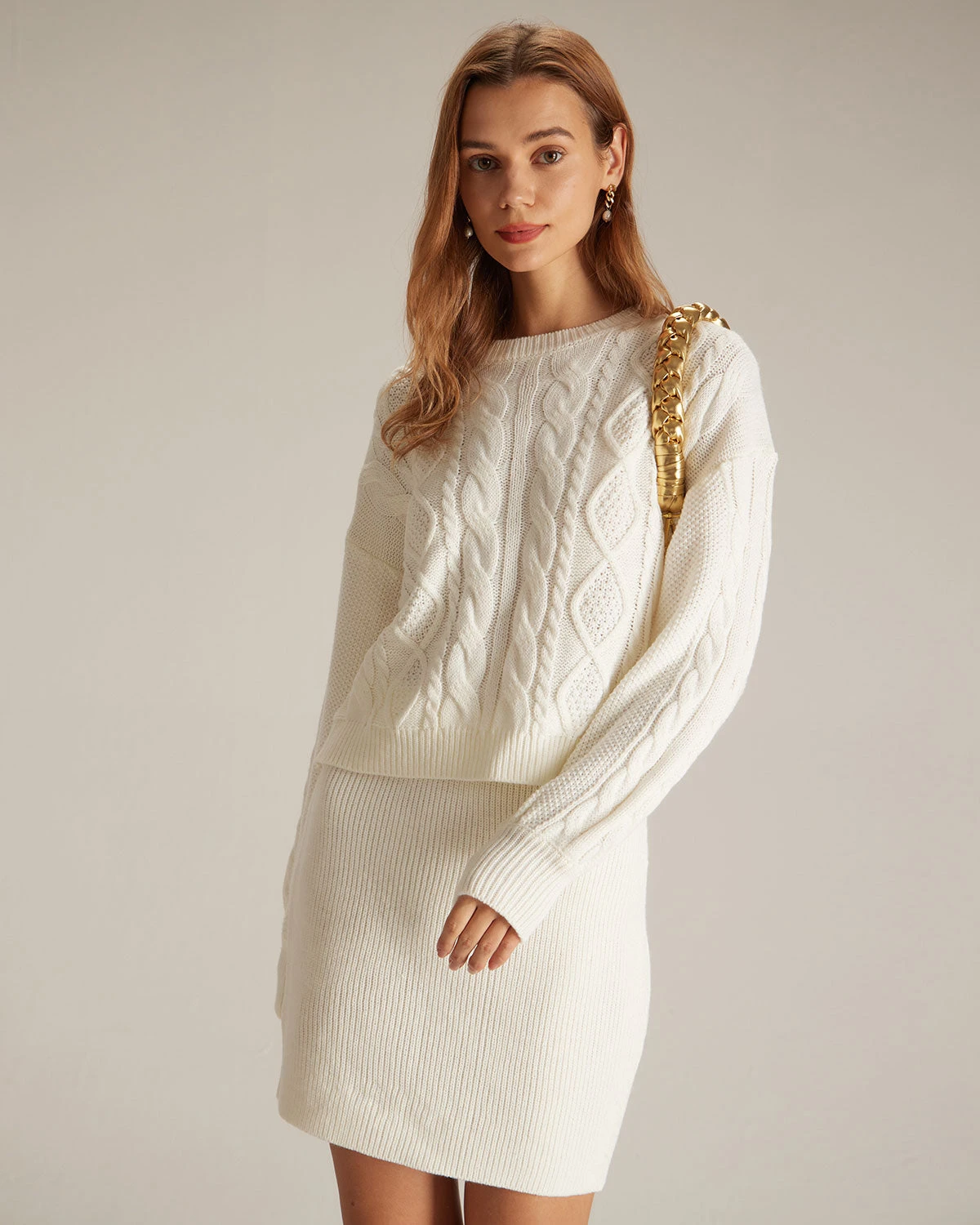 The Beige Natural Waisted Knit Mini Skirt 3 The Beige Natural Waisted Knit Mini Skirt - Image 3