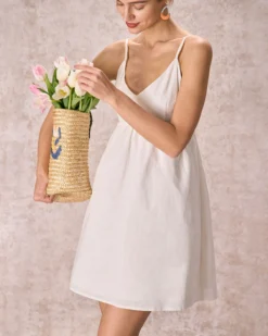 The Beige V-Neck Slip Mini Dress -Deals Dress N Swimwear Store the beige solid mini dress dresses lhsfi6