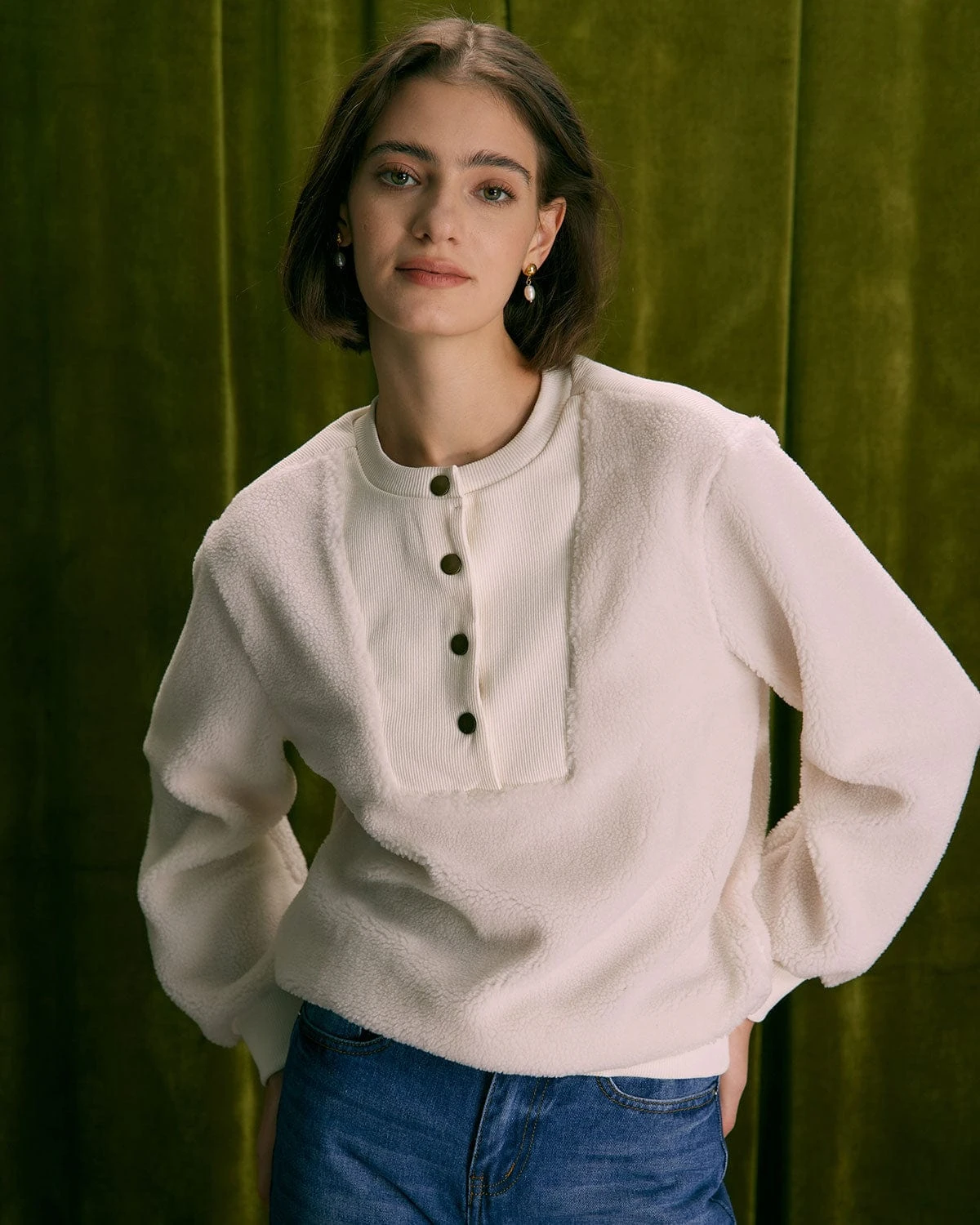 The Beige Teddy Patchwork Sweatshirt 3 The Beige Teddy Patchwork Sweatshirt - Image 3