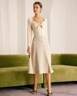 The Beige V Neck Polka Dot Knot Tee -Deals Dress N Swimwear Store the beige v neck polka dot knot tee tops 5mwjsk