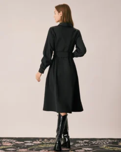 The Black Belted Button-Down Shirt Midi Dress -Deals Dress N Swimwear Store the belted button down shirt dress dresses tjqu7j