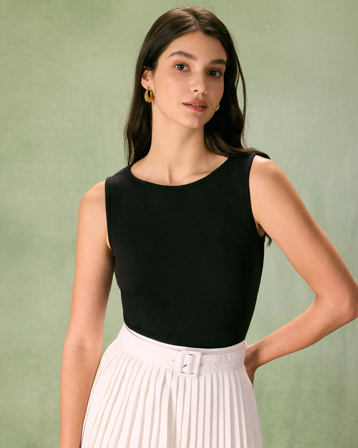 The Black Boat Neck Knit Tank Top 1 The Black Boat Neck Knit Tank Top