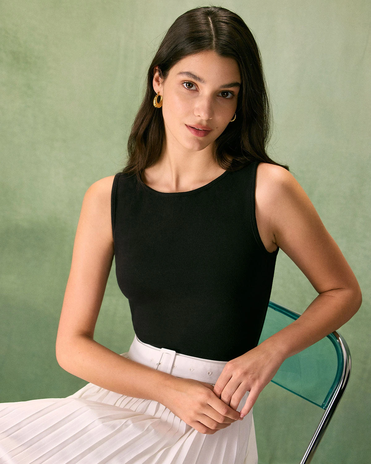 The Black Boat Neck Knit Tank Top 2 The Black Boat Neck Knit Tank Top - Image 2