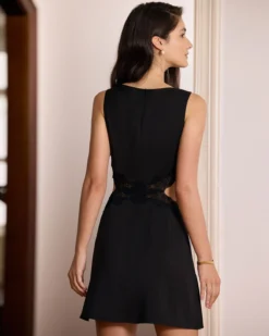 The Black Boat Neck Lace Cutout Mini Dress 9 The Black Boat Neck Lace Cutout Mini Dress -Deals Dress N Swimwear Store the black boat neck lace mini dress dresses kbtnf1