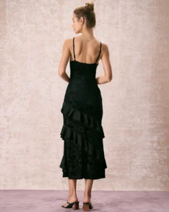 The Black V-Neck Ruffle Tiered Maxi Dress -Deals Dress N Swimwear Store the black burnout ruffle maxi dress dresses jhqpt6
