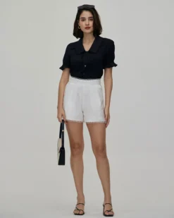 The Black Collared Lace Trim Blouse -Deals Dress N Swimwear Store the black collared lace trim blouse tops 9rjw61