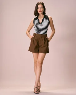 The Black Collared Striped Knit Tank Top 8 The Black Collared Striped Knit Tank Top -Deals Dress N Swimwear Store the black collared striped tank top tops sbctga