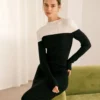 The Black Colorblock Sweater Midi Dress