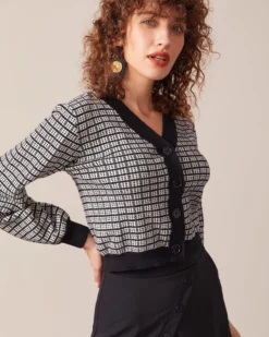 The Black Plaid Colorblock Knit Cardigan 6 The Black Plaid Colorblock Knit Cardigan -Deals Dress N Swimwear Store the black colorblock knit cardigan tops k8xfex 419011