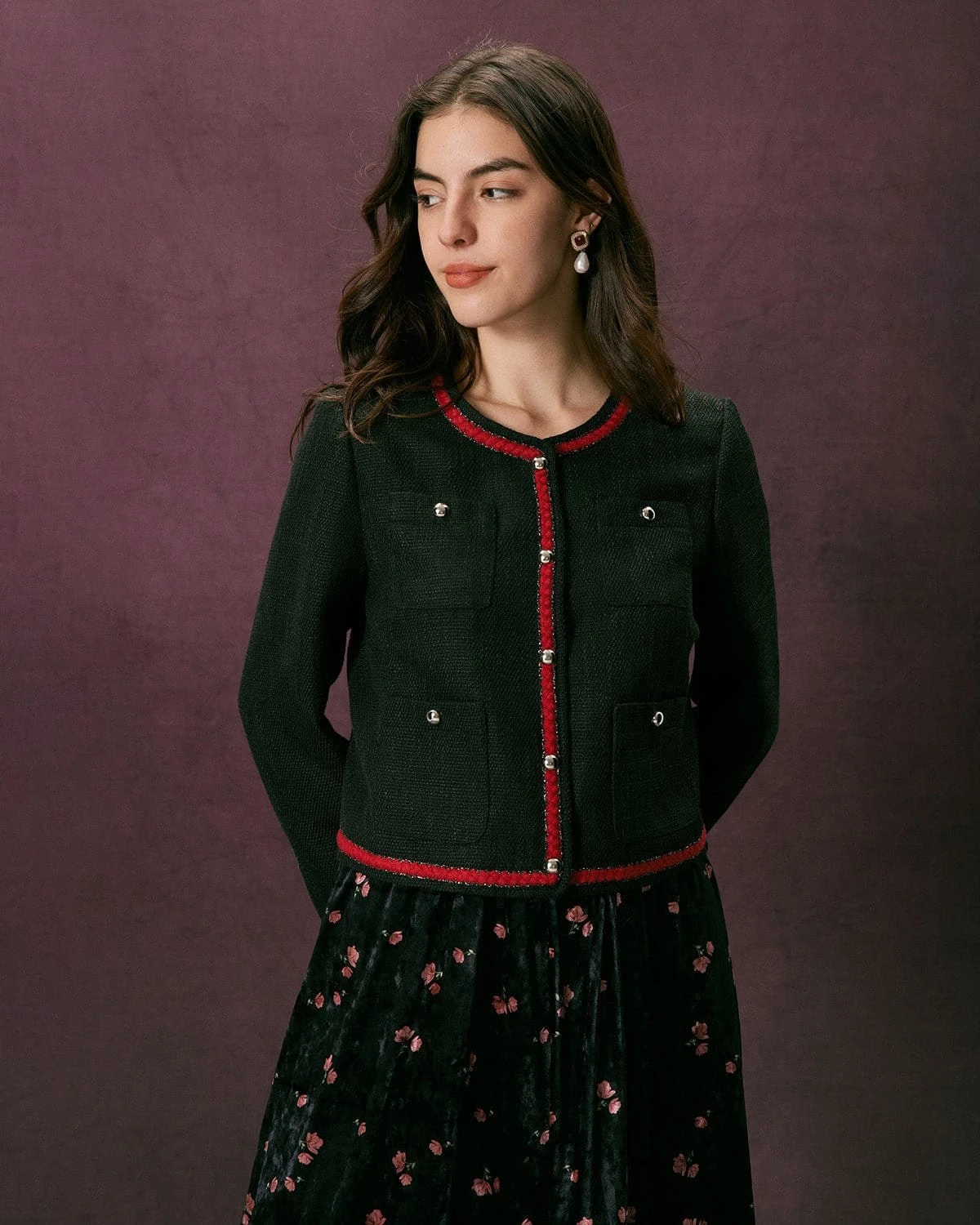 The Black Colorblock Button Tweed Jacket 4 The Black Colorblock Button Tweed Jacket - Image 4