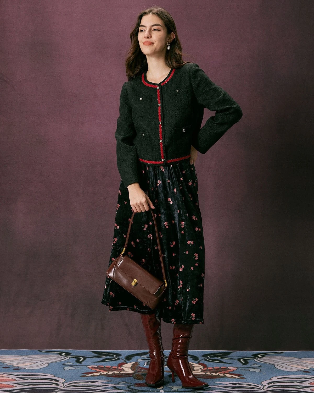 The Black Colorblock Button Tweed Jacket 2 The Black Colorblock Button Tweed Jacket - Image 2