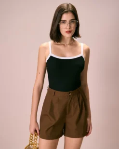 The Black Contrast Knit Cami Top -Deals Dress N Swimwear Store the black contrast knit cami top tops i3scih