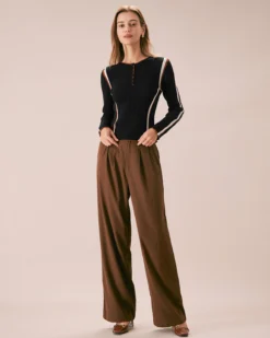 The Black Contrast Trim Pointelle Knit Top 10 The Black Contrast Trim Pointelle Knit Top -Deals Dress N Swimwear Store the black contrast trim pointelle top tops 1nlfql