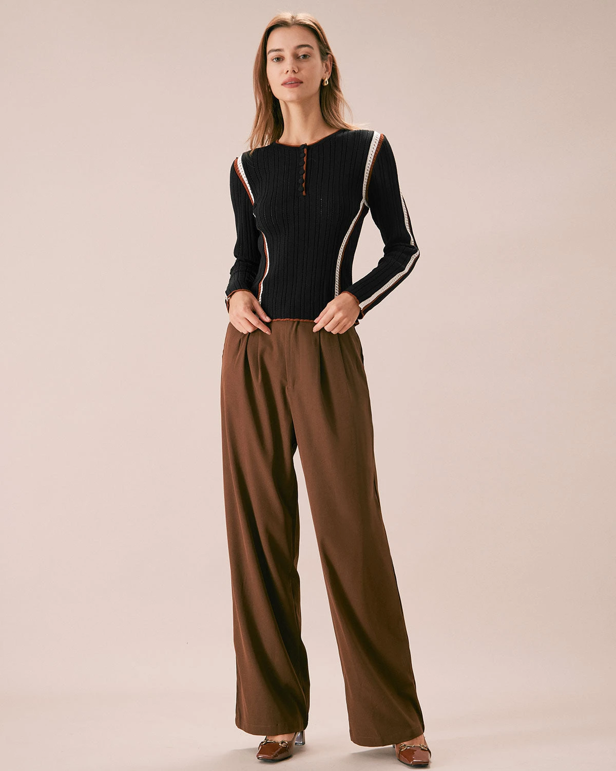 The Black Contrast Trim Pointelle Knit Top 5 The Black Contrast Trim Pointelle Knit Top - Image 5