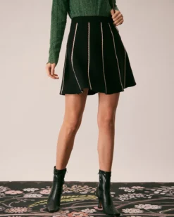 The Black High Waisted Contrast Mini Skirt -Deals Dress N Swimwear Store the black contrast trim sweater mini skirt bottoms 5drgz4