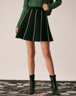 The Black High Waisted Contrast Mini Skirt -Deals Dress N Swimwear Store the black contrast trim sweater mini skirt bottoms kw4axo