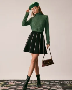 The Black High Waisted Contrast Mini Skirt -Deals Dress N Swimwear Store the black contrast trim sweater mini skirt bottoms nibrqt