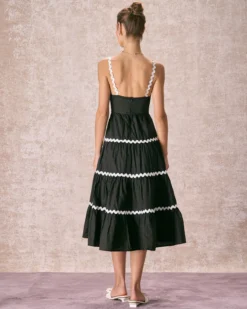 The Black Contrast Wave Cut Strap Midi Dress -Deals Dress N Swimwear Store the black contrast wave midi dress dresses 490sv7