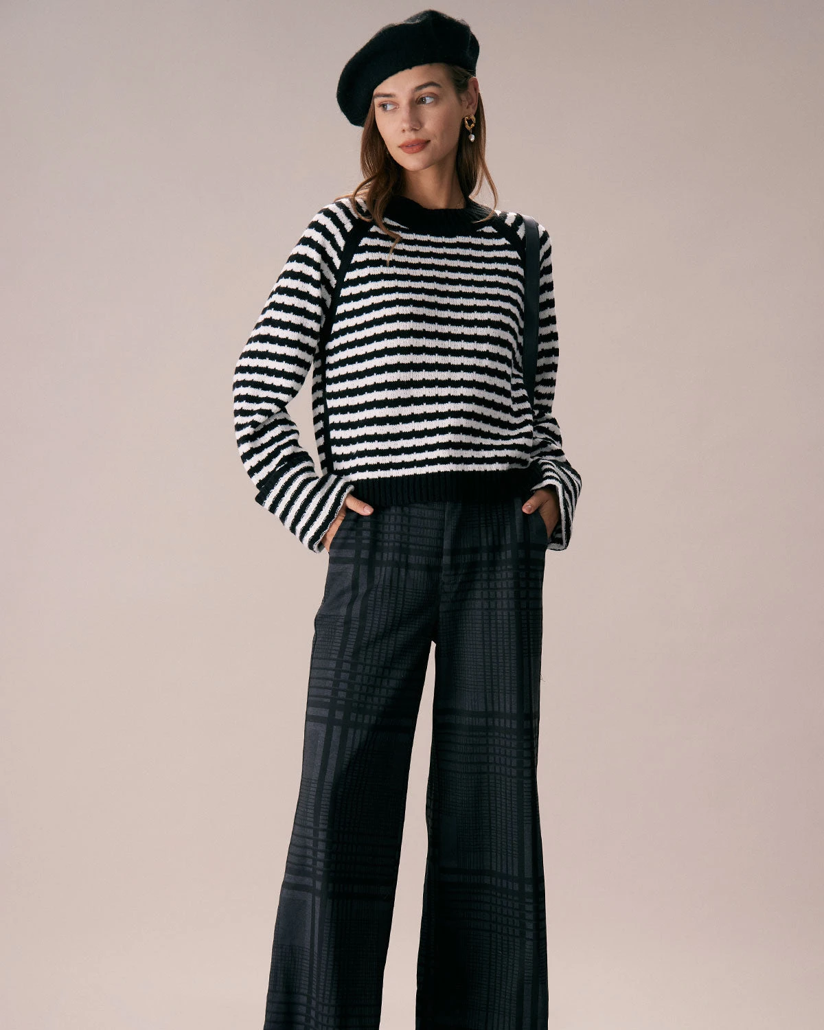 The Black Crew Neck Striped Ribbed Sweater 3 The Black Crew Neck Striped Ribbed Sweater - Image 3