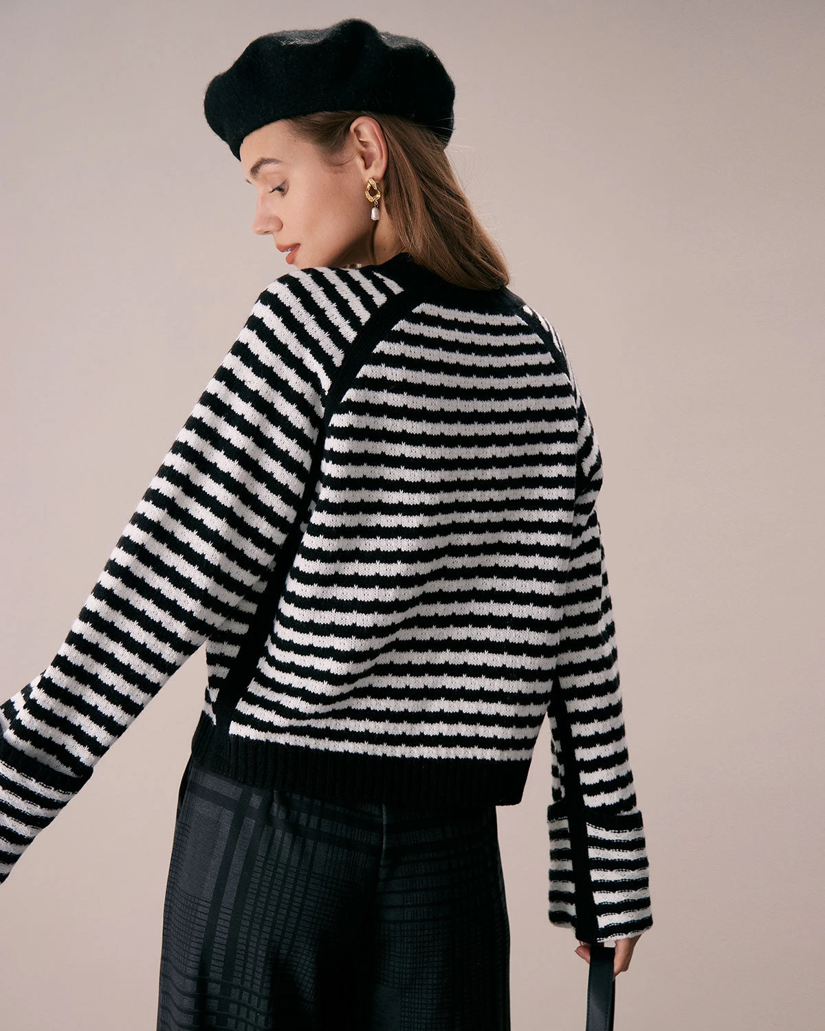 The Black Crew Neck Striped Ribbed Sweater 5 The Black Crew Neck Striped Ribbed Sweater - Image 5