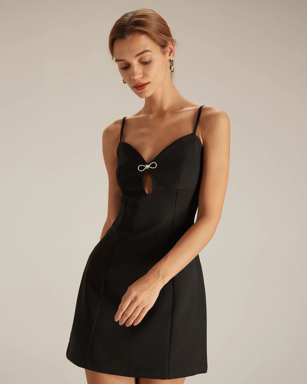 The Black V Neck Cutout Sleeveless Mini Dress 3 The Black V Neck Cutout Sleeveless Mini Dress - Image 3
