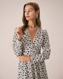 The Black Deep V Neck Floral Lace Midi Dress 8 The Black Deep V Neck Floral Lace Midi Dress -Deals Dress N Swimwear Store the black deep v neck floral lace midi dress dresses dubisx