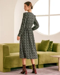 The Black Deep V Neck Floral Midi Dress 9 The Black Deep V Neck Floral Midi Dress -Deals Dress N Swimwear Store the black deep v neck floral midi dress dresses 6msgkw