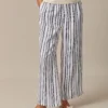The Black Elastic Waist Striped Button Pants