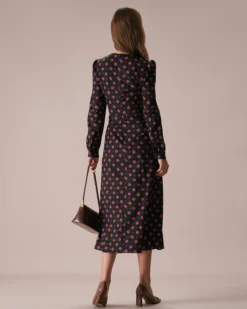 The Black Four-leaf Clover Print Midi Dress 9 The Black Four-leaf Clover Print Midi Dress -Deals Dress N Swimwear Store the black four leaf clover print midi dress dresses kf3kes