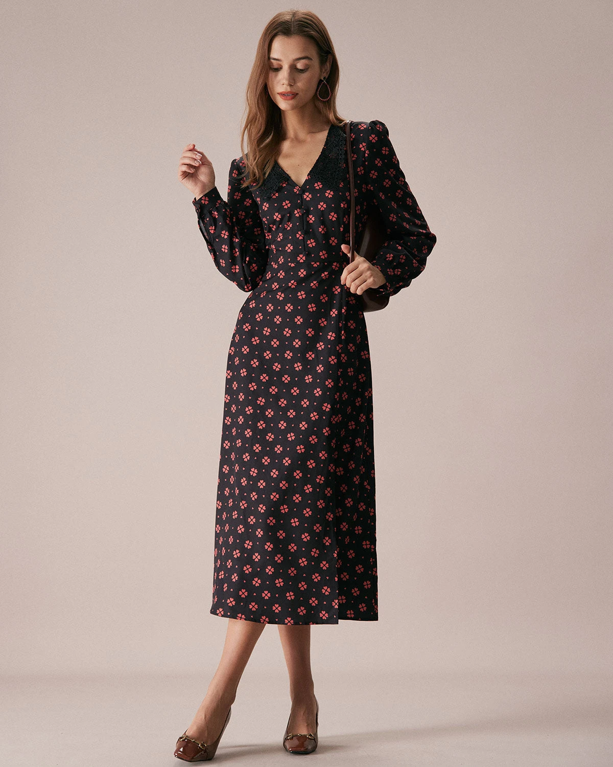 The Black Four-leaf Clover Print Midi Dress 4 The Black Four-leaf Clover Print Midi Dress - Image 4