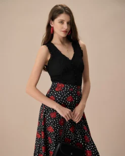 The Black V-Neck Frill Trim Tank Top -Deals Dress N Swimwear Store the black frill trim see through tank top tops vgjv8y