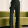 The Black High Waisted Button Straight Pants
