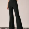 The Black High Waisted Zipper Flare Pants