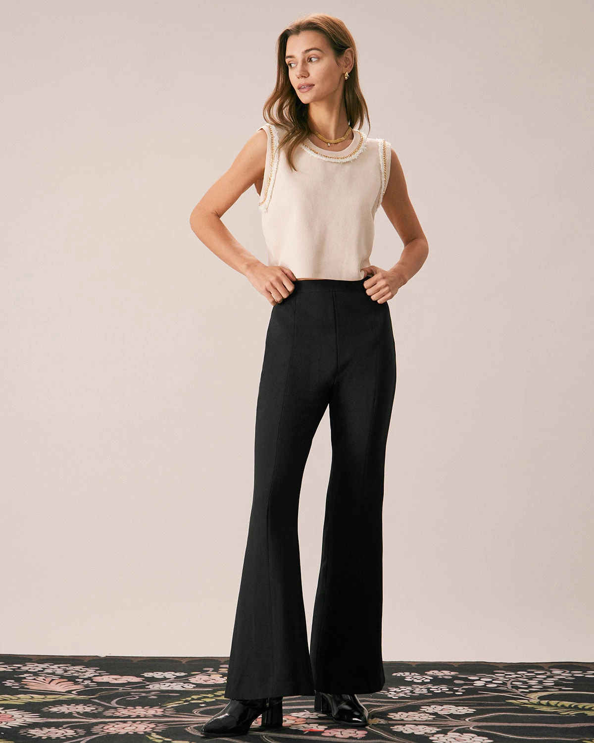 The Black High Waisted Zipper Flare Pants 2 The Black High Waisted Zipper Flare Pants - Image 2