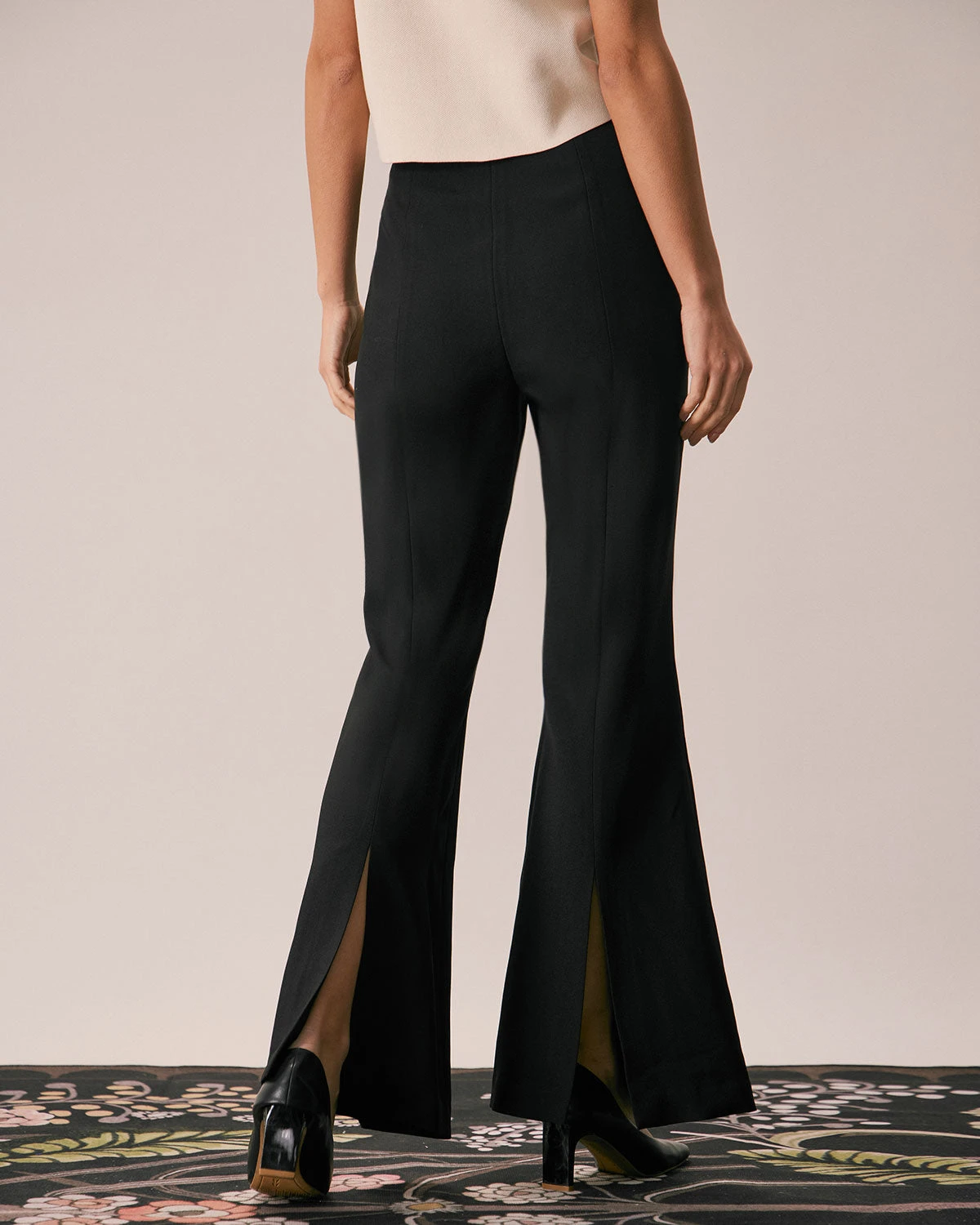 The Black High Waisted Zipper Flare Pants 6 The Black High Waisted Zipper Flare Pants - Image 6
