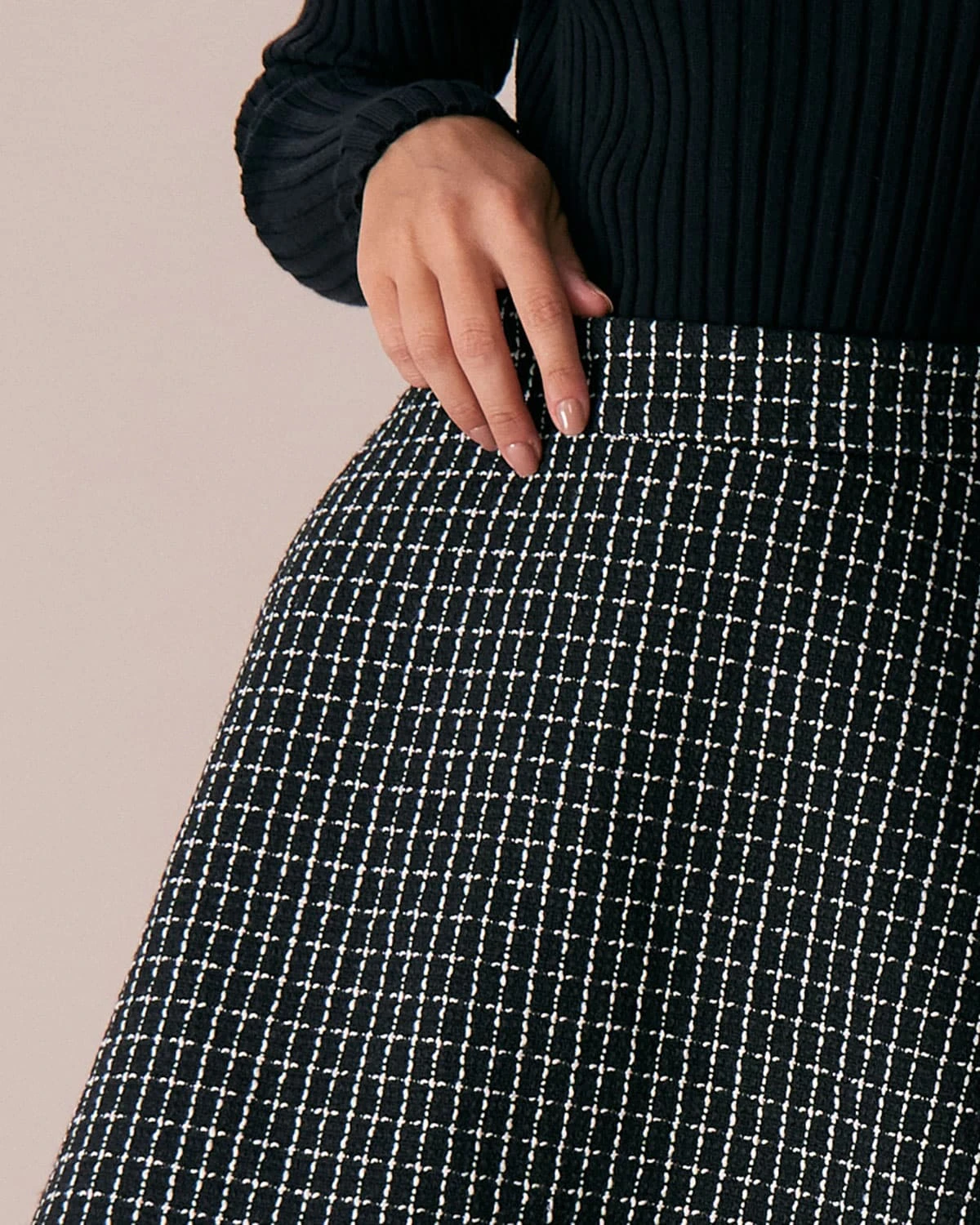 The Black High Waisted Plaid Tweed Mini Skirt 2 The Black High Waisted Plaid Tweed Mini Skirt - Image 2
