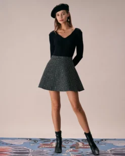 The Black High Waisted Plaid Tweed Mini Skirt 9 The Black High Waisted Plaid Tweed Mini Skirt -Deals Dress N Swimwear Store the black high waisted tweed mini skirt bottoms eqq8jn