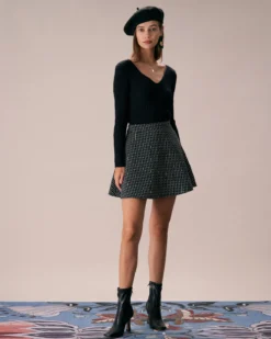The Black High Waisted Plaid Tweed Mini Skirt 10 The Black High Waisted Plaid Tweed Mini Skirt -Deals Dress N Swimwear Store the black high waisted tweed mini skirt bottoms qnvihd