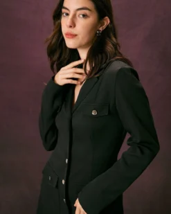 The Black Lapel Button Up A Line Midi Dress 9 The Black Lapel Button Up A Line Midi Dress -Deals Dress N Swimwear Store the black lapel button midi dress dresses hb1965 990691