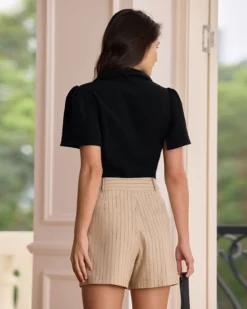 The Black Lapel Ruched Blouse -Deals Dress N Swimwear Store the black lapel ruched blouse tops lywnhf