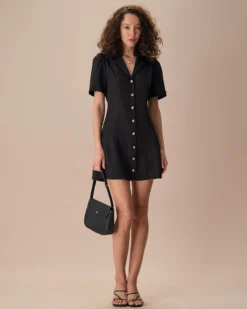 The Black Lapel Short Sleeve Mini Dress -Deals Dress N Swimwear Store the black lapel short sleeve mini dress dresses 19xxvx