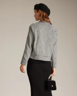 The Black Mock Neck Houndstooth Jacket 9 The Black Mock Neck Houndstooth Jacket -Deals Dress N Swimwear Store the black mock neck houndstooth jacket outerwear srdnbo