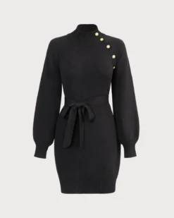 The Black Lantern Sleeve Sweater Mini Dress 14 The Black Lantern Sleeve Sweater Mini Dress -Deals Dress N Swimwear Store the black mock neck lantern sleeve sweater dress dresses bwz5cf