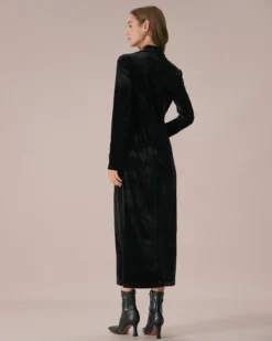 The Black Mock Neck Velvet Slit Maxi Dress 9 The Black Mock Neck Velvet Slit Maxi Dress -Deals Dress N Swimwear Store the black mock neck velvet dress dresses 7pfxkv